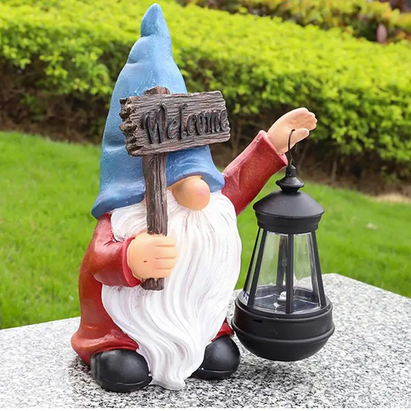 Solar Garden Statue Lights Garden Gnome Decorations with Solar Lights Solar Garden Statues Outdoor Gnomes Decorations for Yard