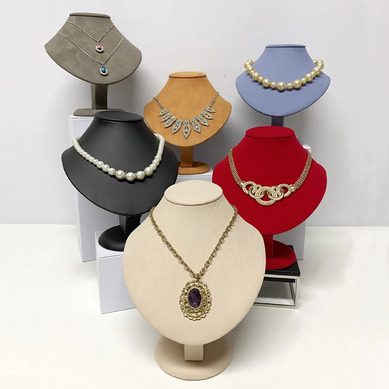 

18Cm High Necklace Display Bust Model Microfiber/velvet Pendant Showcase Stand Props for Jewelry Store Window Counter