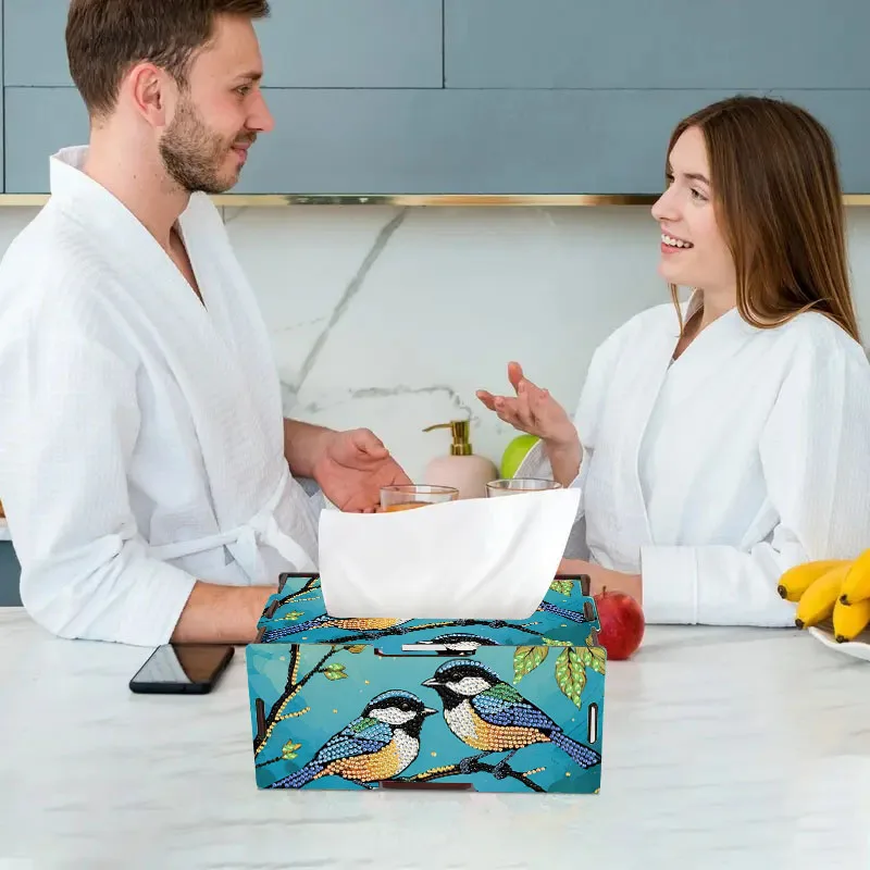 1 مجموعة مناديل رسم ماسية خشبية مصنوعة يدويًا، مجموعة حرفية لتزيين المنزل والمكتب بنمط حيوانات #3