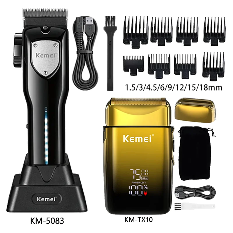 

Мужская машинка для стрижки волос Kemei Km-5083 Km-1071, парикмахерская машинка для стрижки волос, беспроводная аккумуляторная бритва Km-TX10