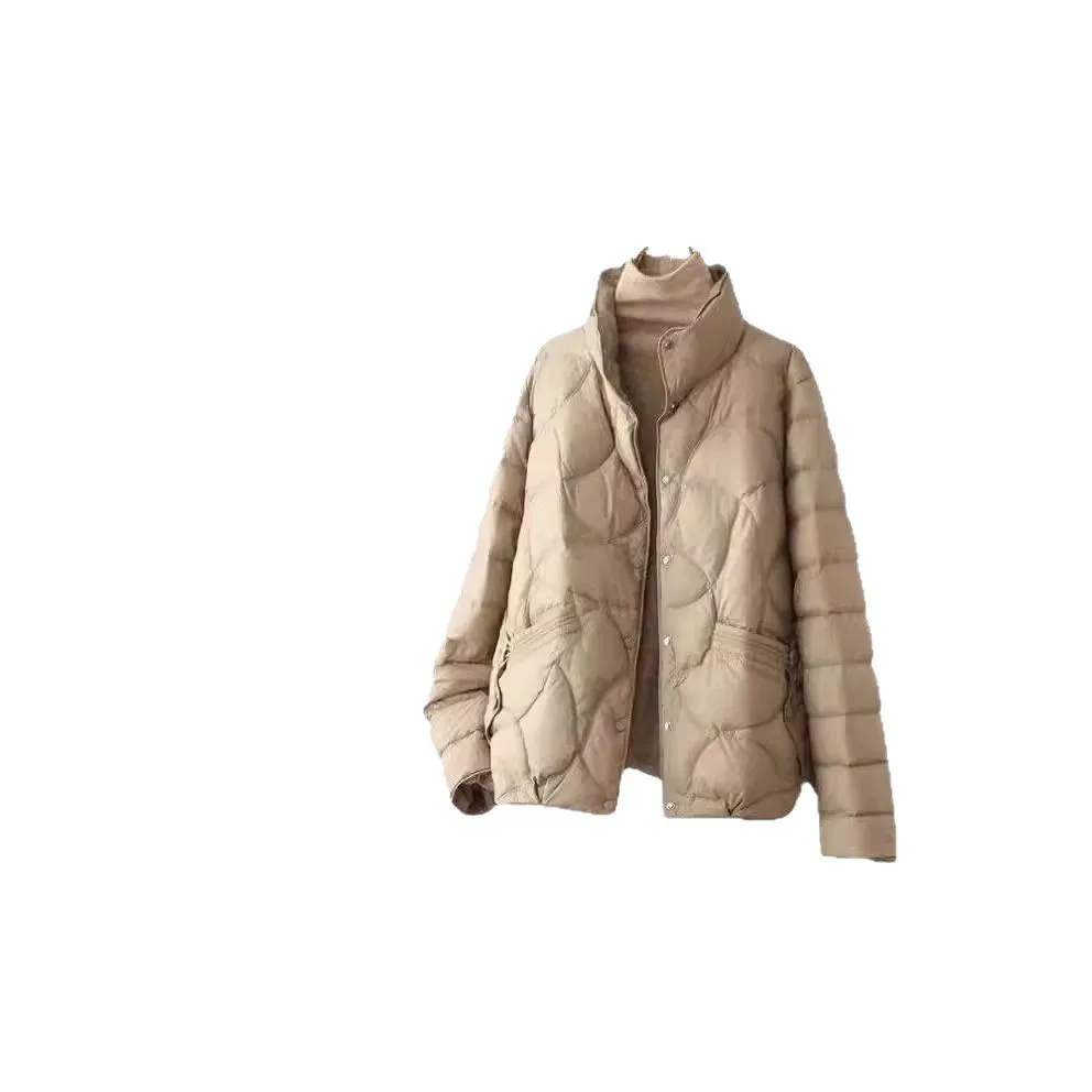 女性軽量ショートダックダウンジャケット秋冬新ファッションスタンドカラースリムフィットカジュアルダウンコート女性 JK-244