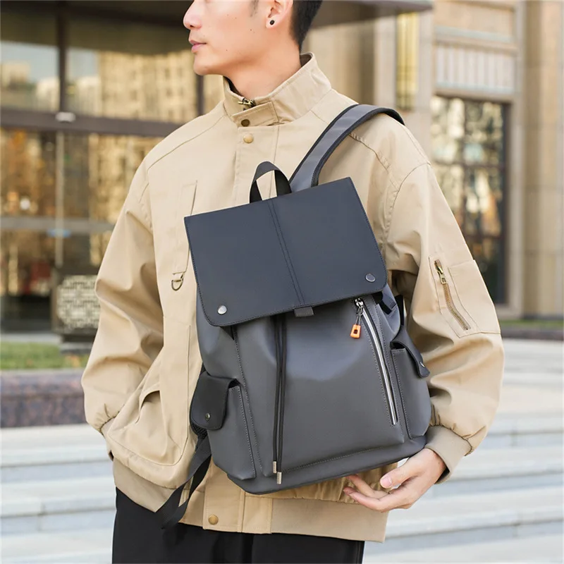 

Flip sports backpack new solid color computer backpack bag male college style college bag female campus simple