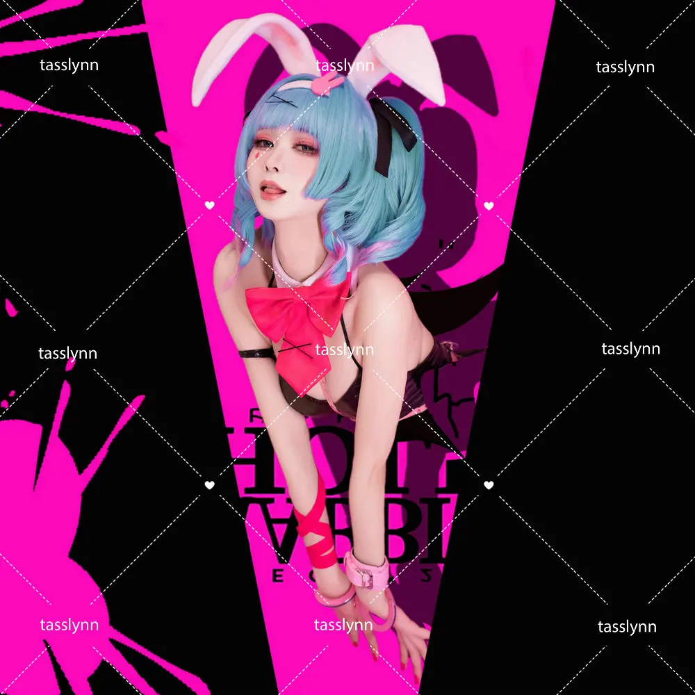 

Mikuu Cosplay Pink Bunny Suit Mosaic Roll Rabbit Hole Halloween Costumes for Women Bunny Girl Costume Anime Cosplay