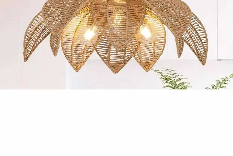 American Retro E27 Rattan Pendant Light