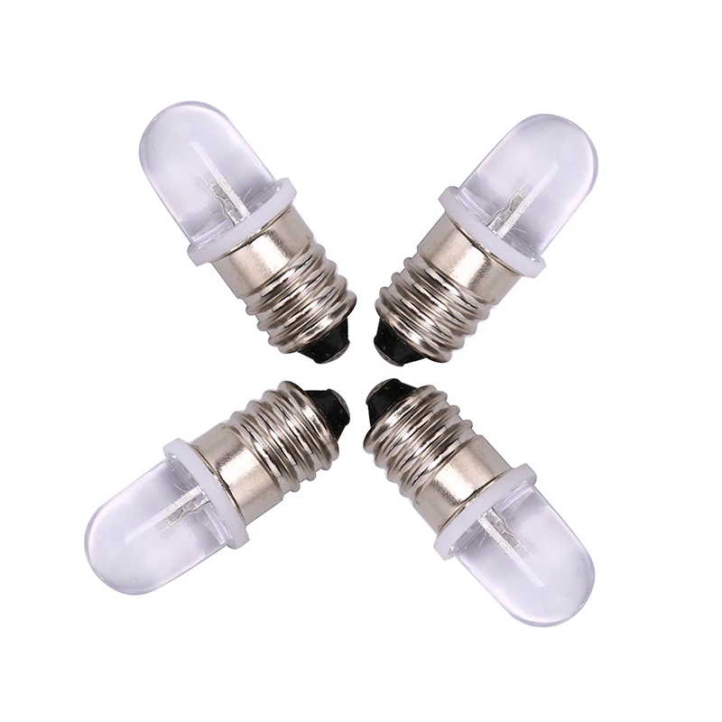 5Pcs E10 Led Bulb E10 DC 3V 4.5V Instrument Bulb E10 Indicator Bulbs Old Fashioned Flashlight Bulbs
