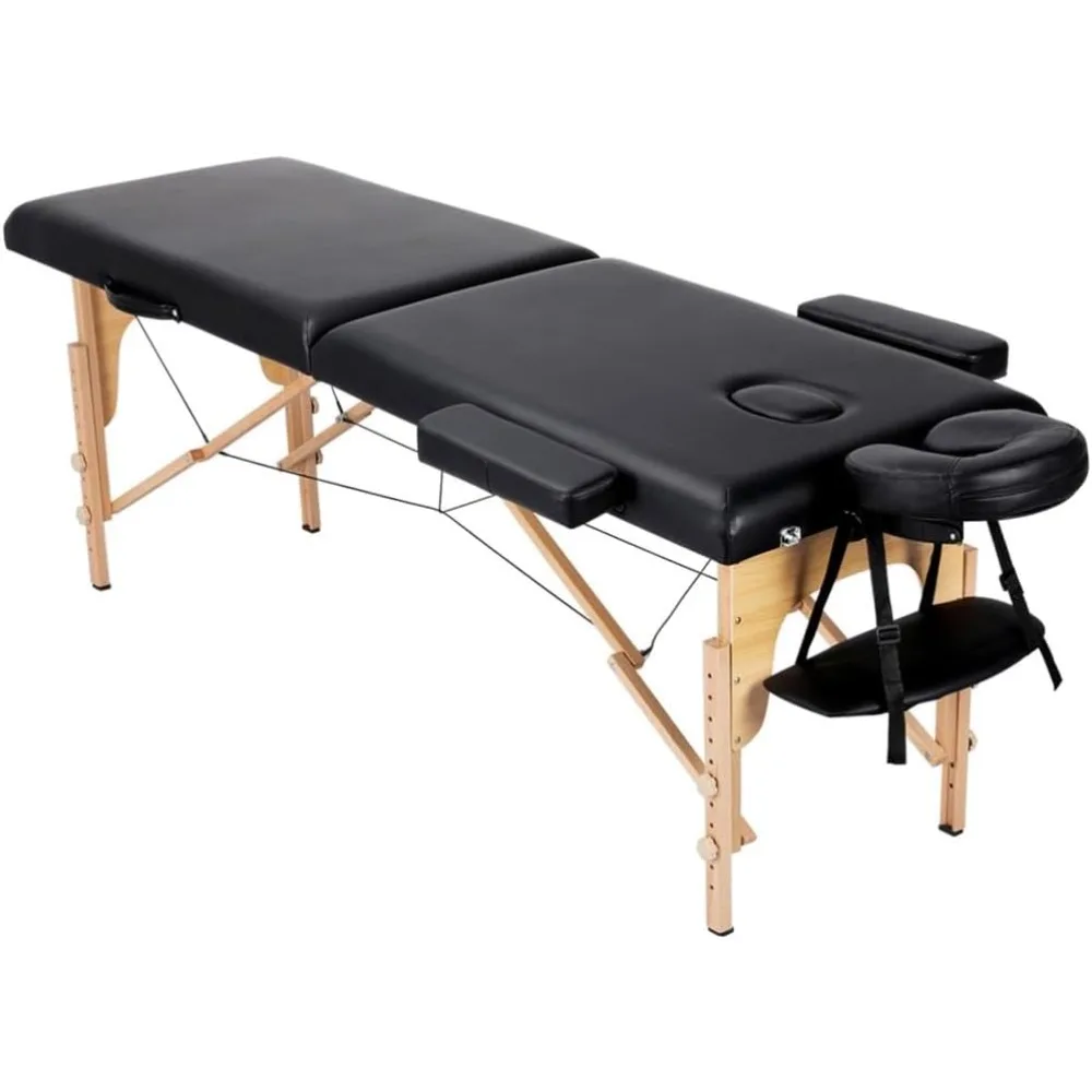 Yaheetech Massage Table Massage Bed Portable Lash Bed for Eyelash Extensions Beauty Tattoo Table Adjustable Black