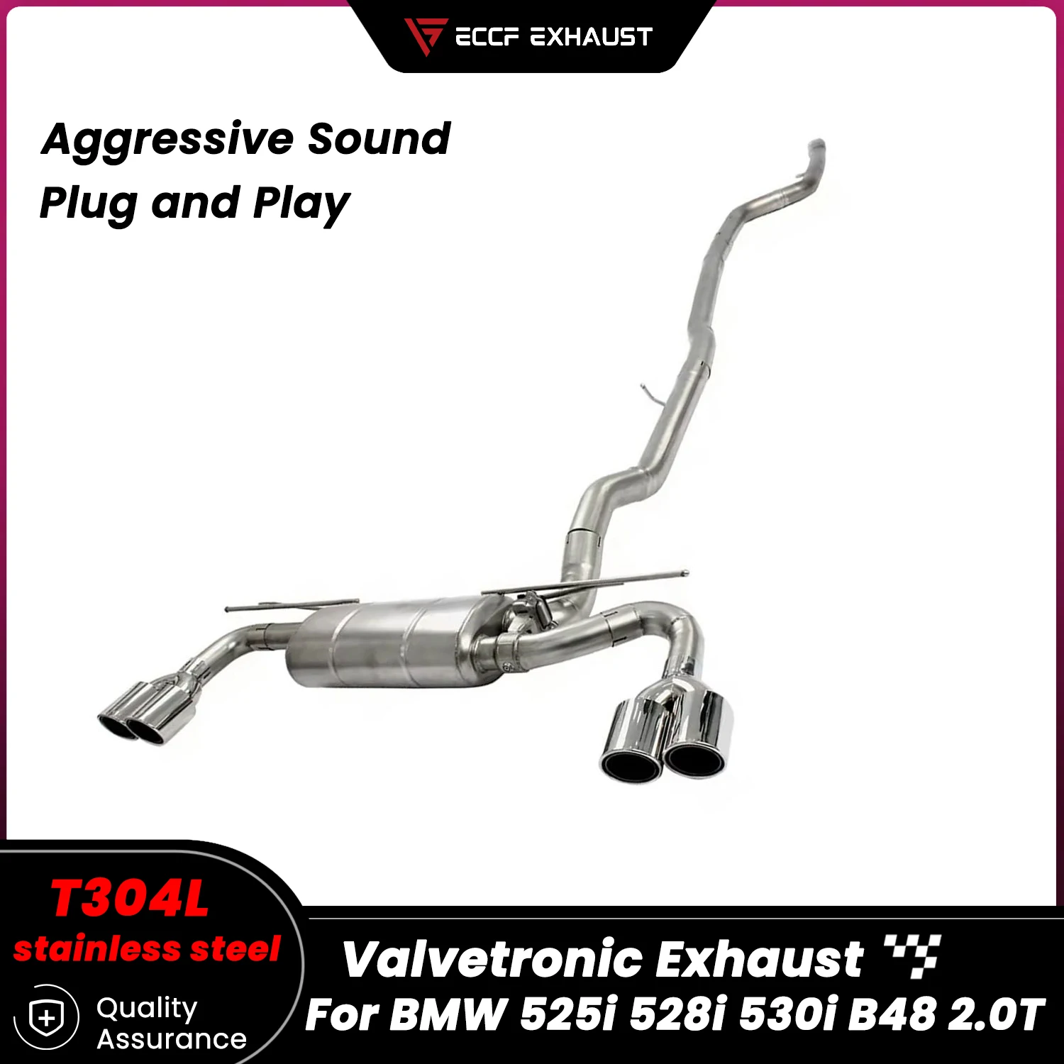 

Sporty Valvetronic Stainless Steel Catback Exhaust for BMW 525i 528i 530i B48 2.0T Freely Adjustable Sound Control
