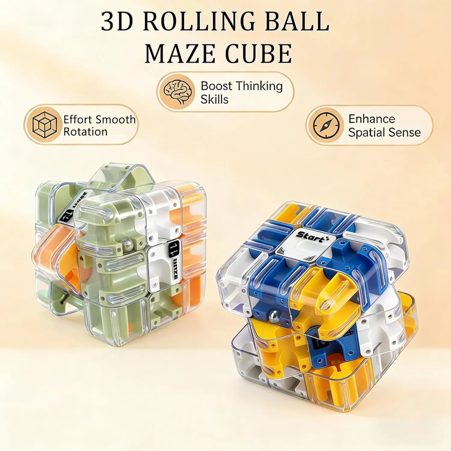 3D Rolling Ball Maze Cube Labyrinth Brain Teaser Game for Sibling Race Ball Twist Roll Brain Teaser Toys For Stress Relief Gift