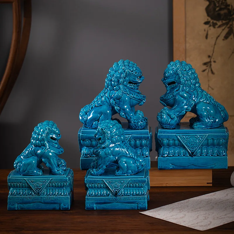 Chinese ice crack glaze craft ornament, handmade ceramic living room home decoration