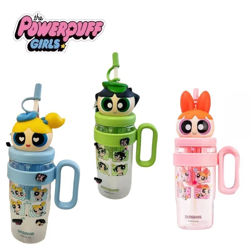 

The Powerpuff Girls Season Water Bottle 2025 New Model Straw Cup with Tea Compartment Plastic Ice King Cup Festival Gifts Anime