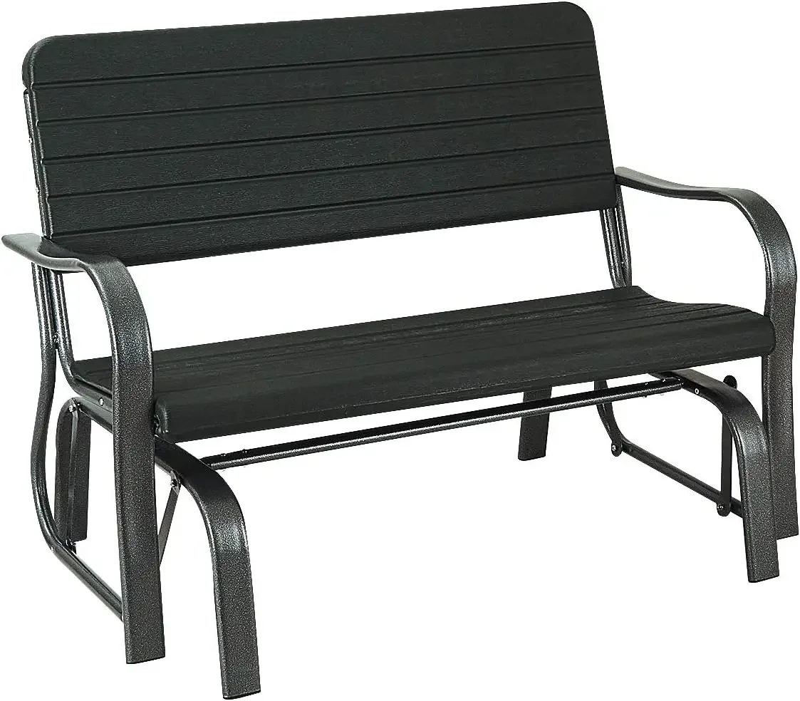 Outdoor Gliders for Outside Patio - Porch Glider w/Steel Frame, Weather Resistance HDPE Back & Seat, 600Lbs Capacity