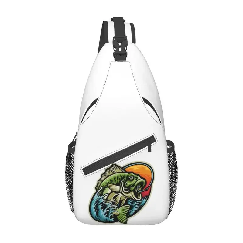 

Bass Fishing Sling Crossbody Backpack Men Custom Fish Fisherman Shoulder Chest Bag for Traveling Daypack