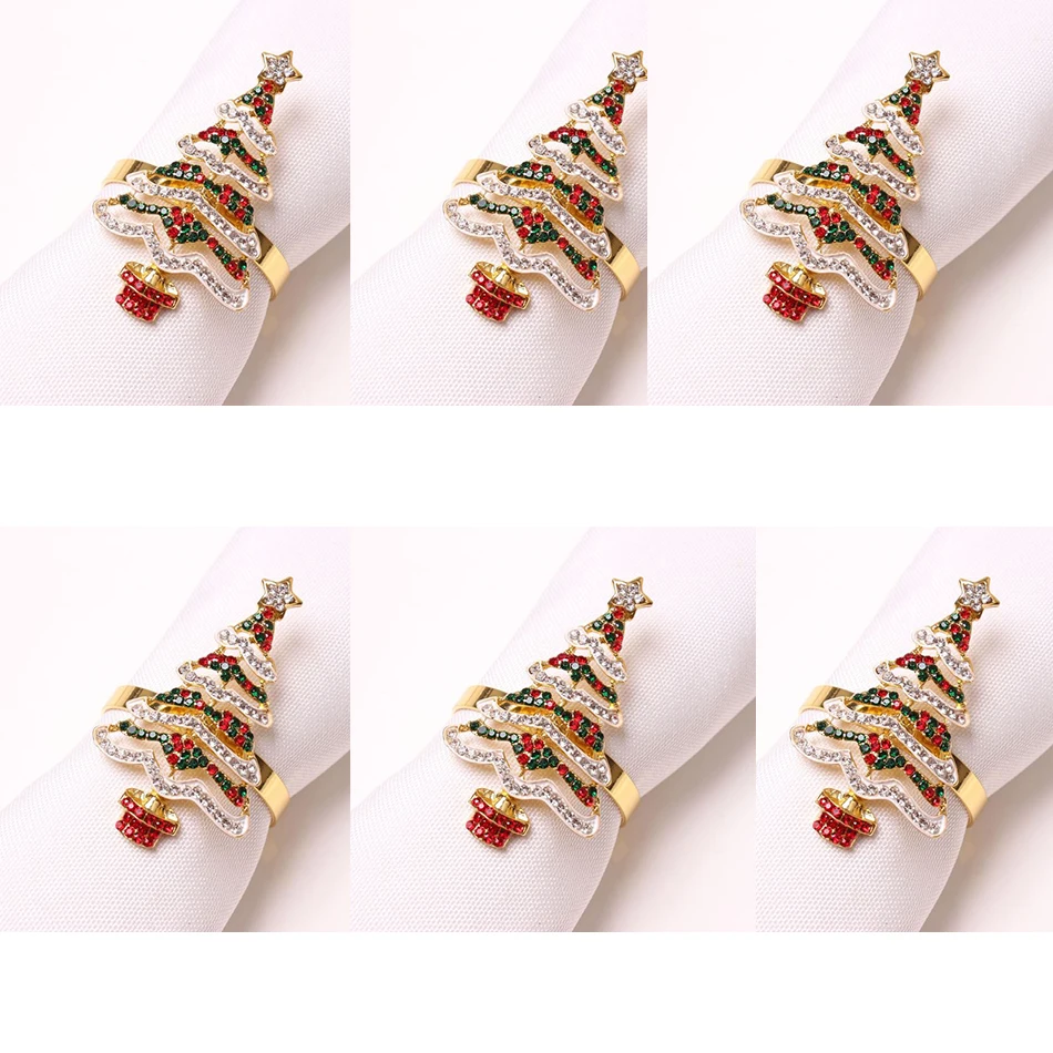 

6 шт., пряжки для салфеток в виде рождественской елки