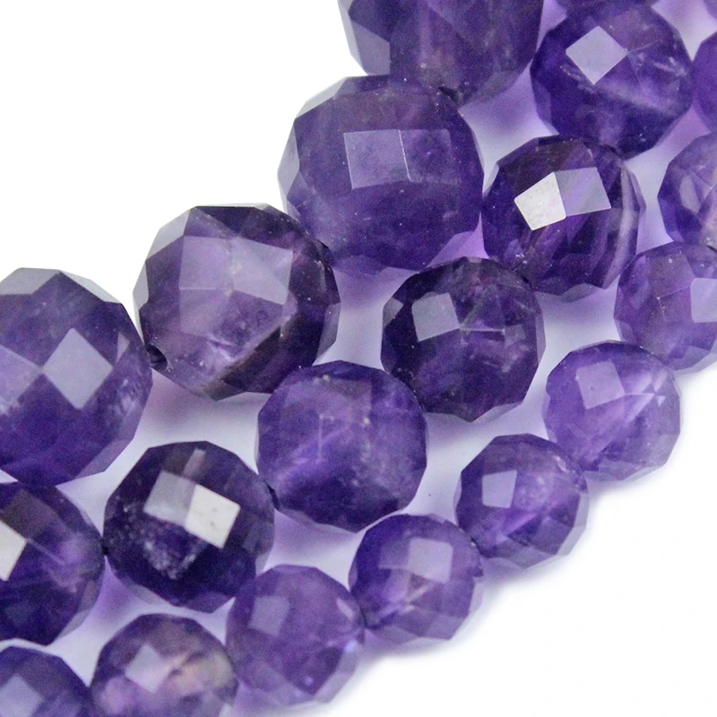 Natural Stone Beads Faceted Amethysts Loose Spacer Beads For Jewelry Making DIY Earrings Bracelet Accessories 7\'\' 6/8/10mm