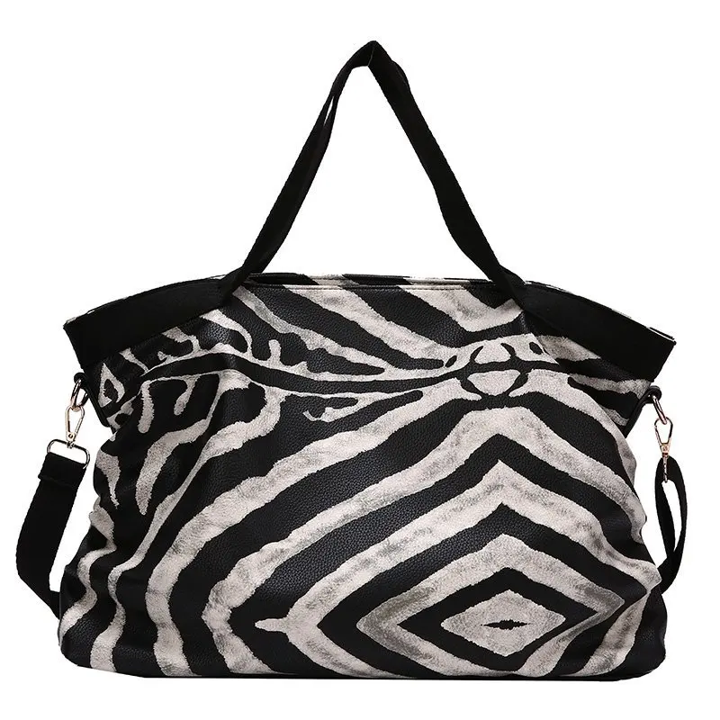 Fashion Zebra Pattern Women\'s Large Capacity Tote Bag Soft Pu Leather Design Ladies Travel Shoulder Messenger Bag High Quality