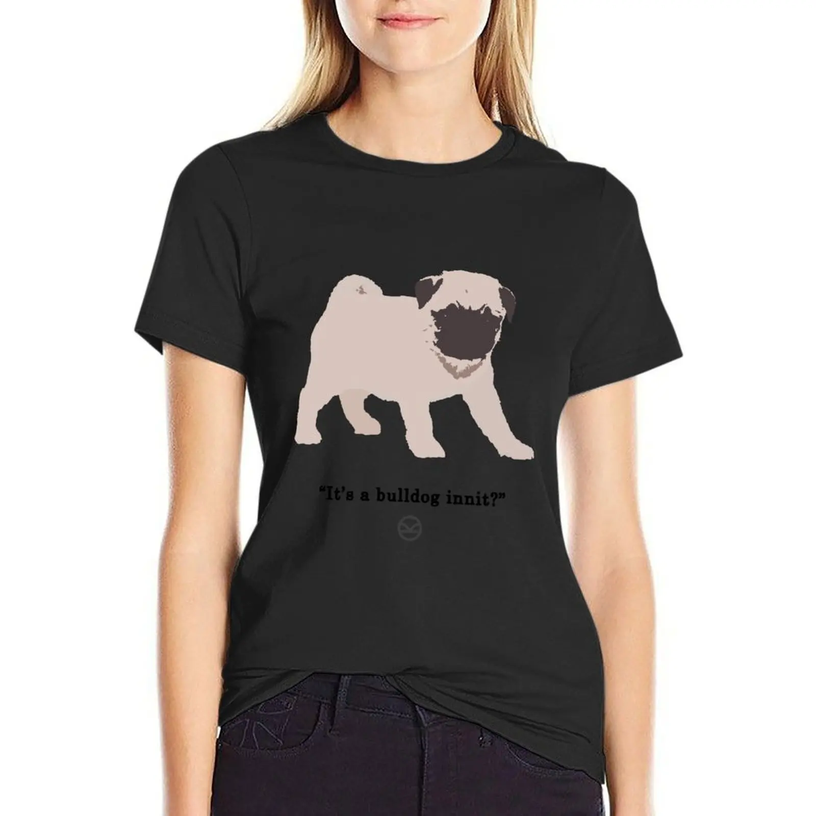 Camiseta de algodão Kingsman-Pug feminina, moda coreana, roupas estéticas