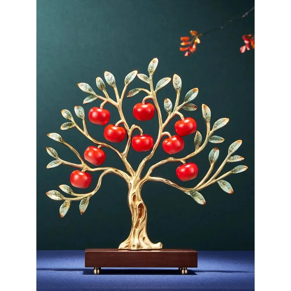 Four Seasons Flat Safety Copper Apple Fortune Tree Entrance Decoration Ornaments Moving Gifts Housewarming New Home Gifts