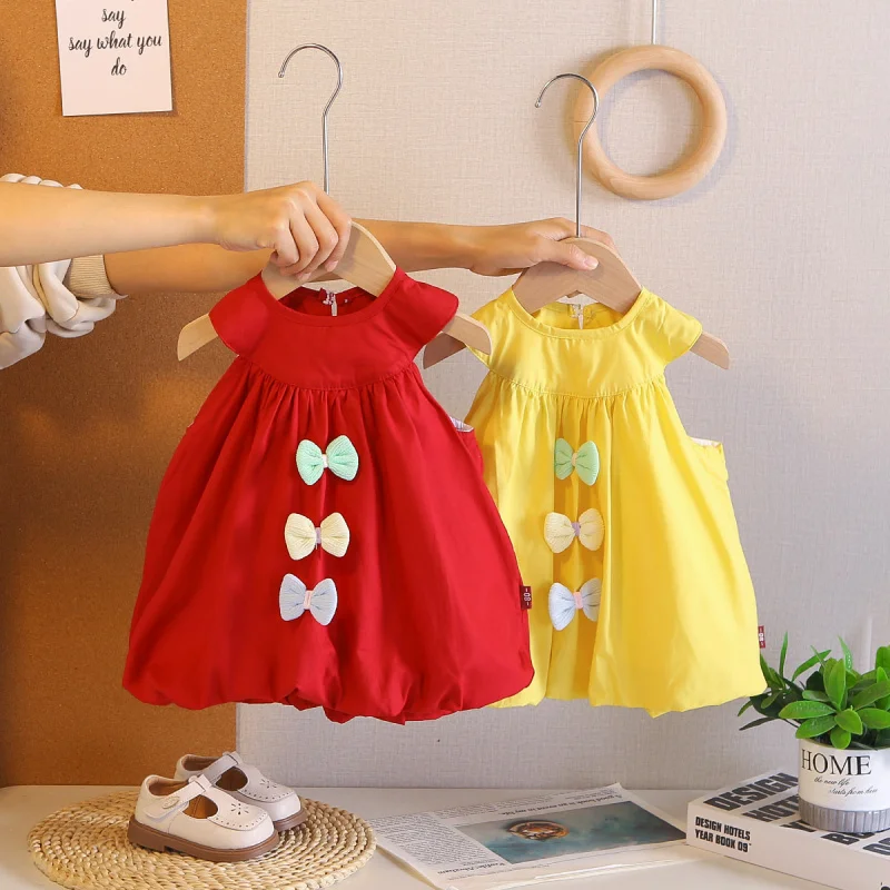 

Girls' princess dress, stylish baby dress2026New Summer Baby Toddler Halter Neck Bowknot Flower Skirt