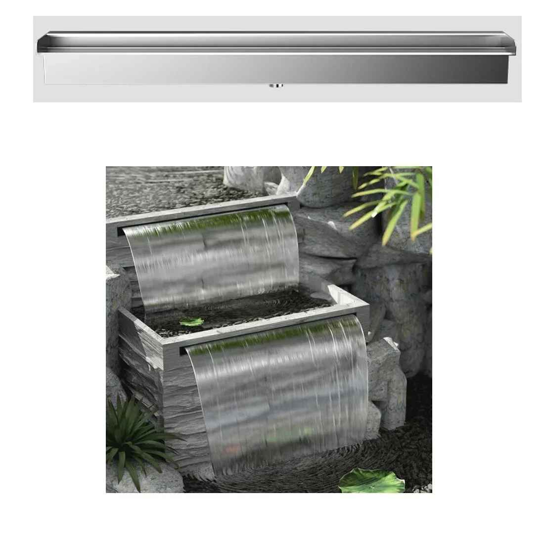 Water curtain water feature wall Fountain Spillway Waterfall Complete set Waterfall Nozzle With LED and Water Pump