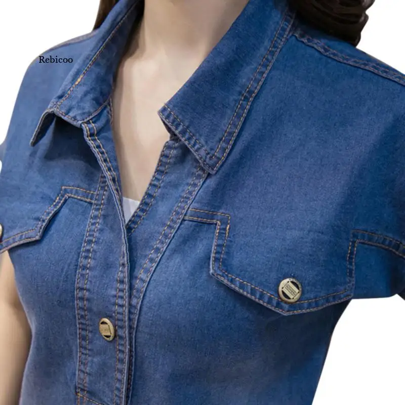 Women Denim Dress Female Summer Clothing   Women Jeans Dress Elegant Casual Cowboy Dresses retro dresses