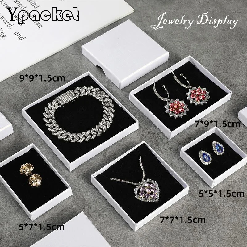 

White Gift Boxes Square Jewelry Organizer Shape Case Engagement Ring For Earrings Necklace Bracelet Display (Accept Custom Logo)