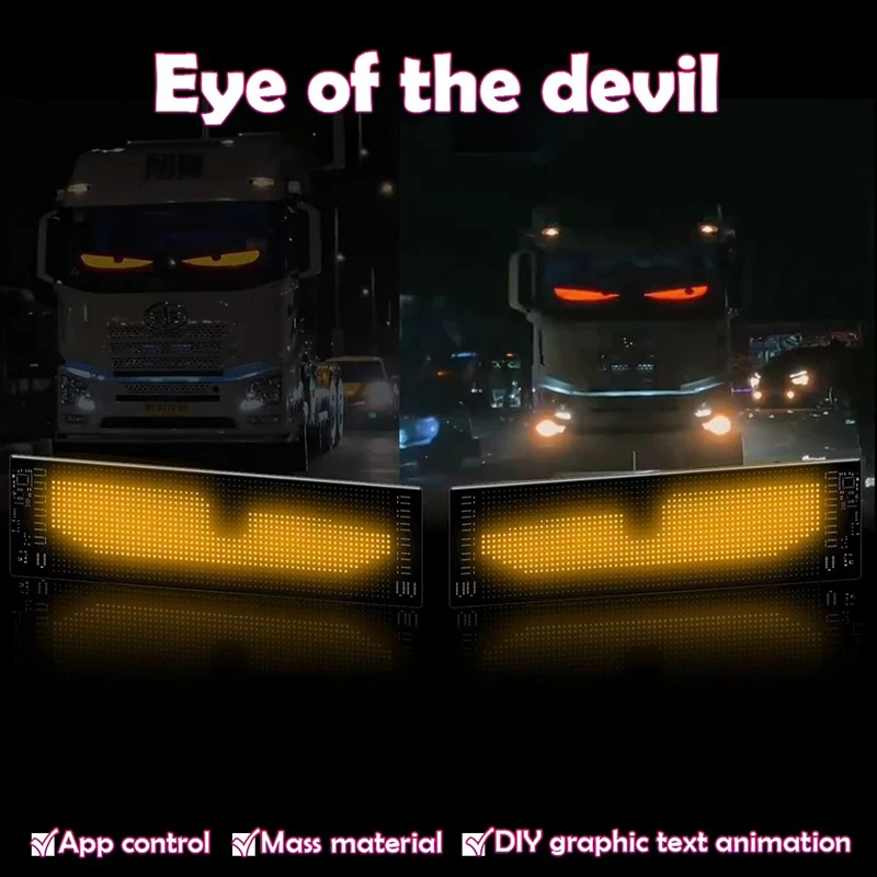 Devil\'s Eye RGB LED Matrix Pixel Panel Bright Advertising Signs App Control Logo Light DIY Flexible Display Car Truck accessory