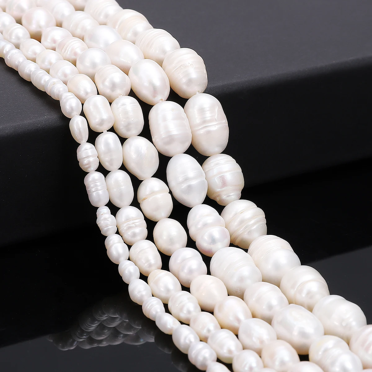 3-4mm A Threaded Rice Shaped Pearls Natural Freshwater Pearls Spacer Beads for Jewelry Making DIY Necklace Bracelet Accessories