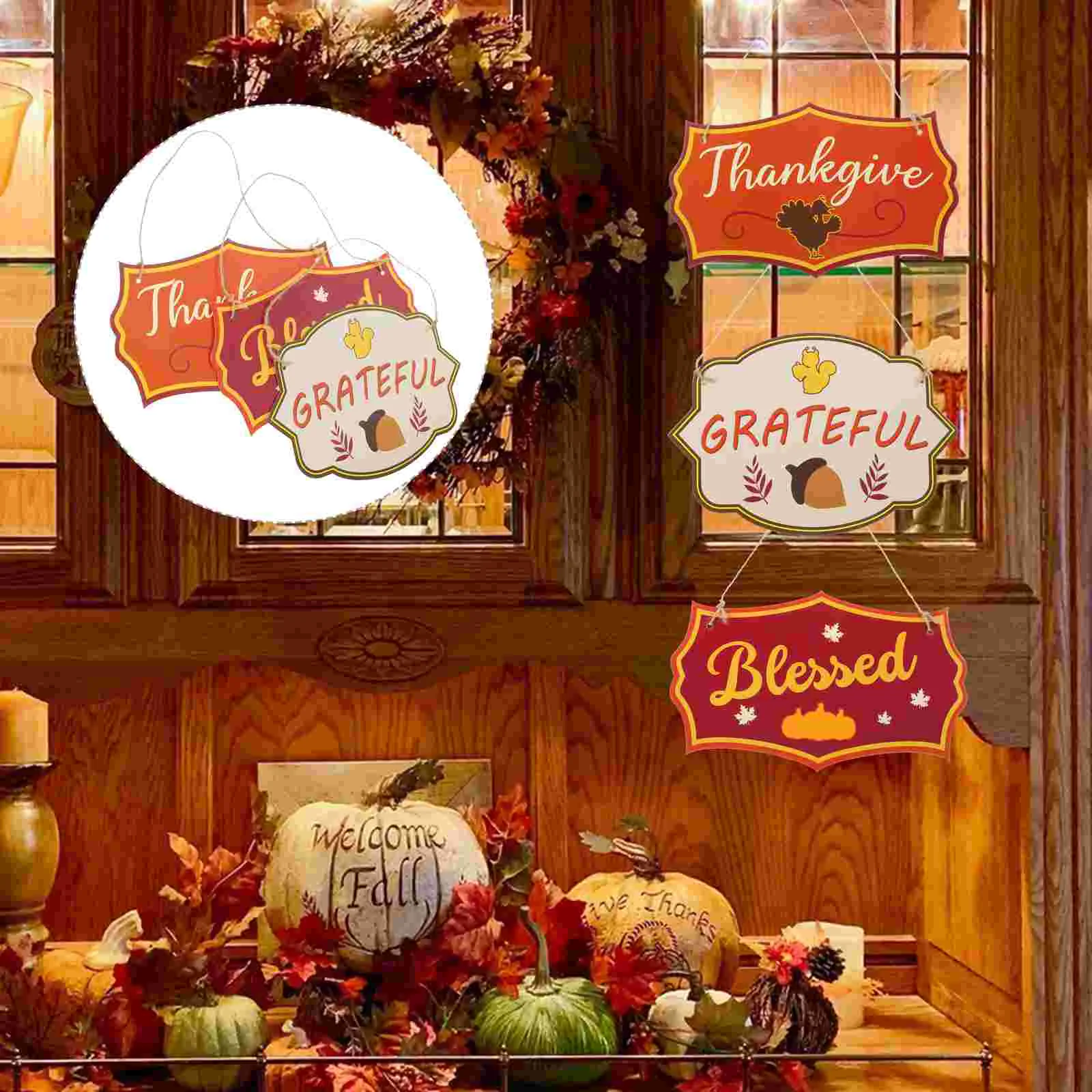 Thanksgiving Decorative Rope Hanging Tag Sign Door For Front Listing Unique Decoration Paper Signs