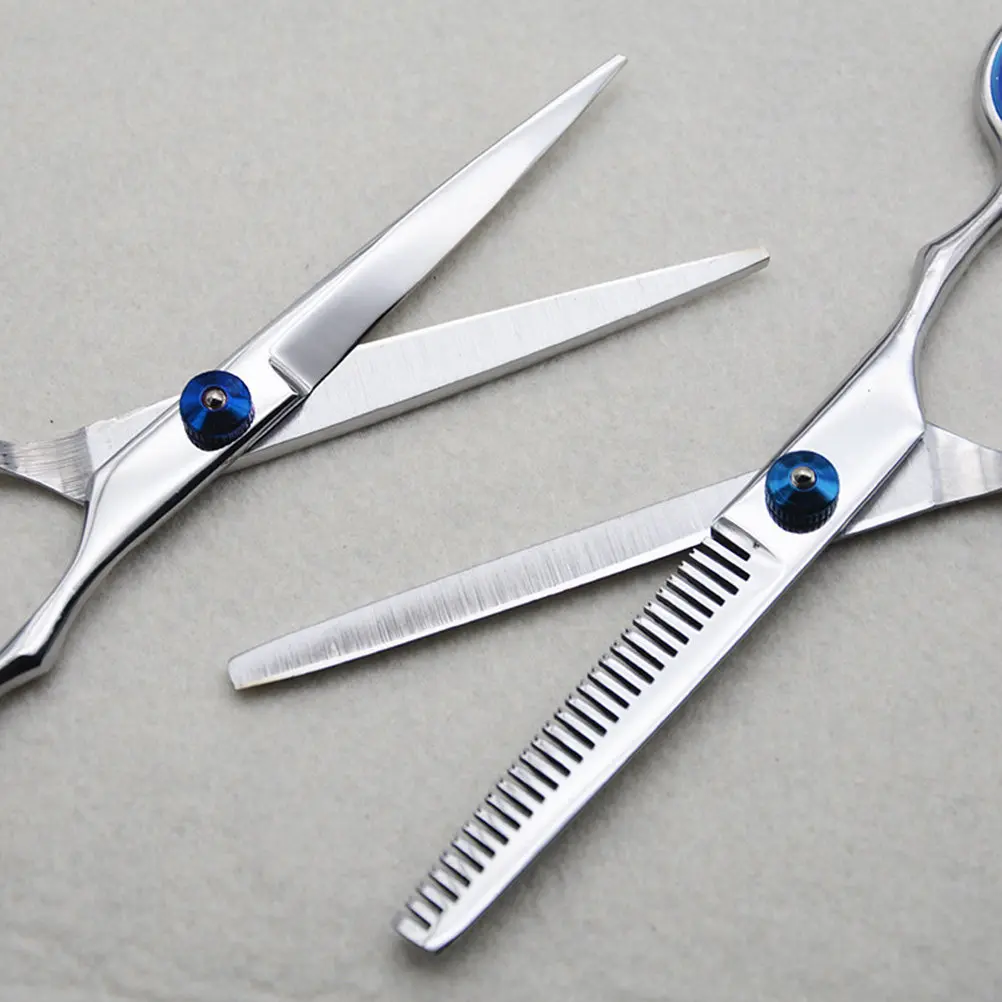 Non Slip Hairdressing Scissors Blue Screw Flat Cutter Professional Hair Trimming Tool for Salon Use Hair Scissors