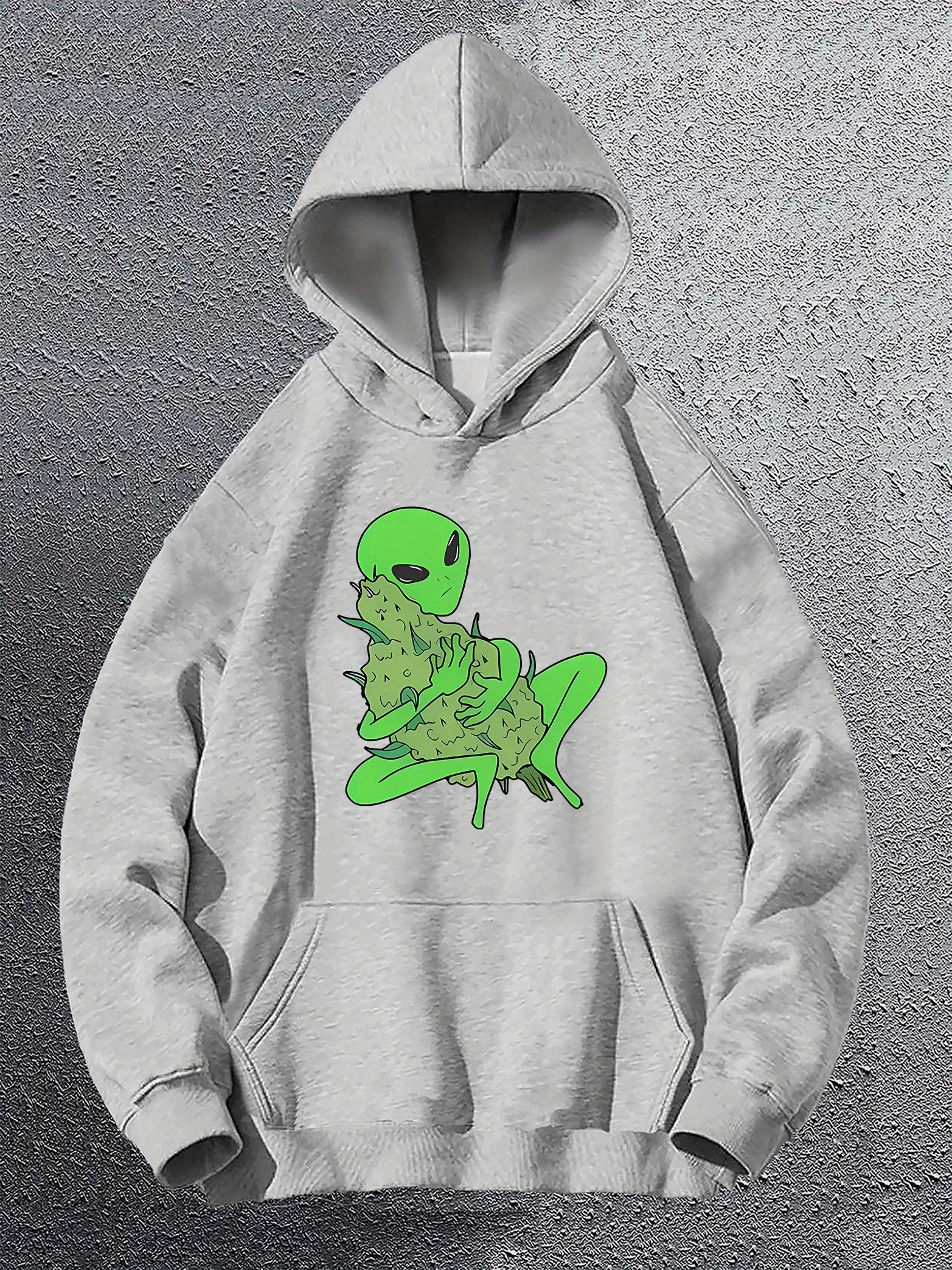 เสื้อฮู้ดแขนยาวผู้ชายสำหรับฤดูใบไม้ผลิและฤดูใบไม้ร่วง |   ลายเอเลี่ยนสุดสร้างสรรค์พร้อมกระเป๋า เสื้อแจ็คเก็ตสเวตเชิ้ตลำลองแนวสปอร์ต