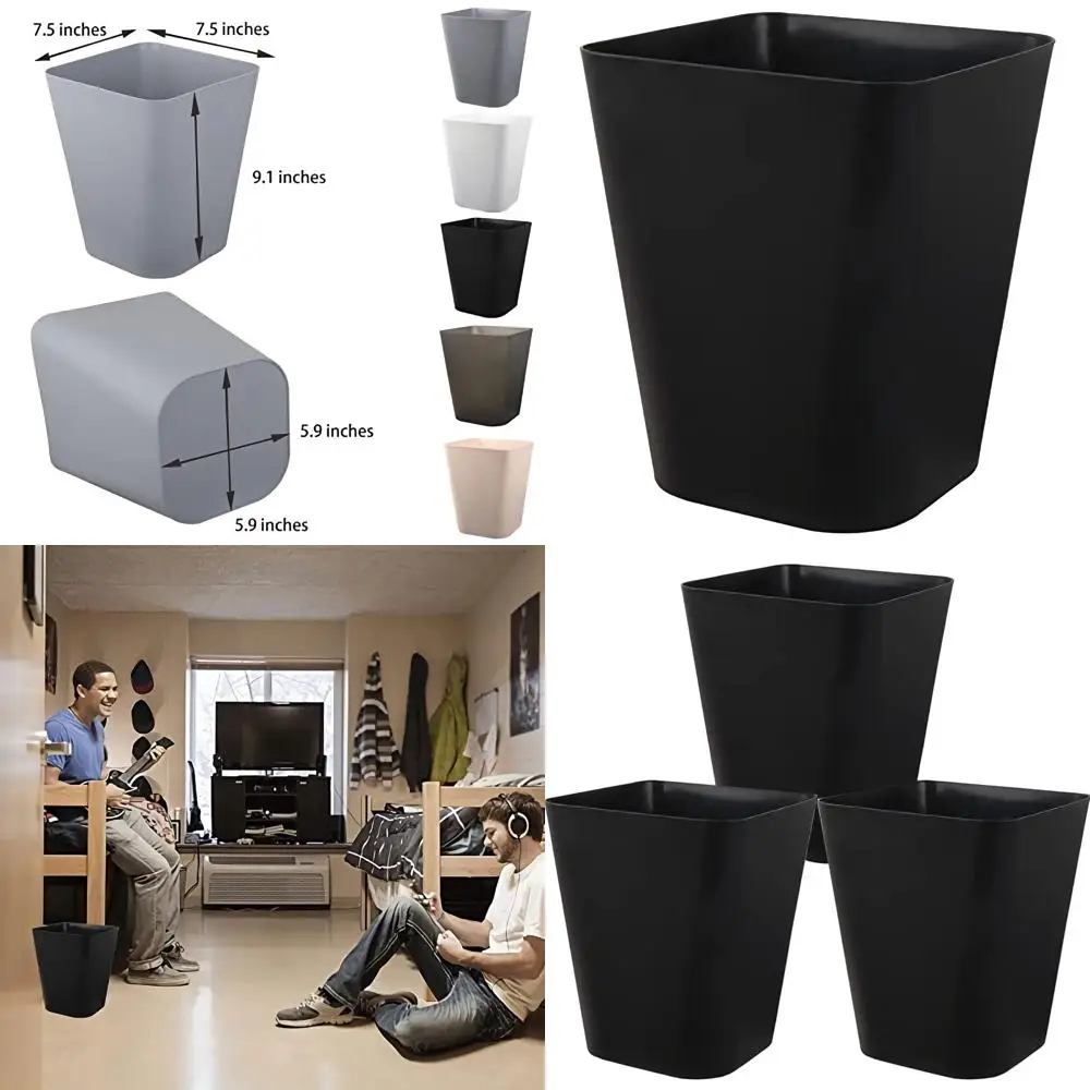 

Компактные черные пластиковые корзины для мусора из 3 предметов для использования в ванной комнате, офисе, дома и общежитии