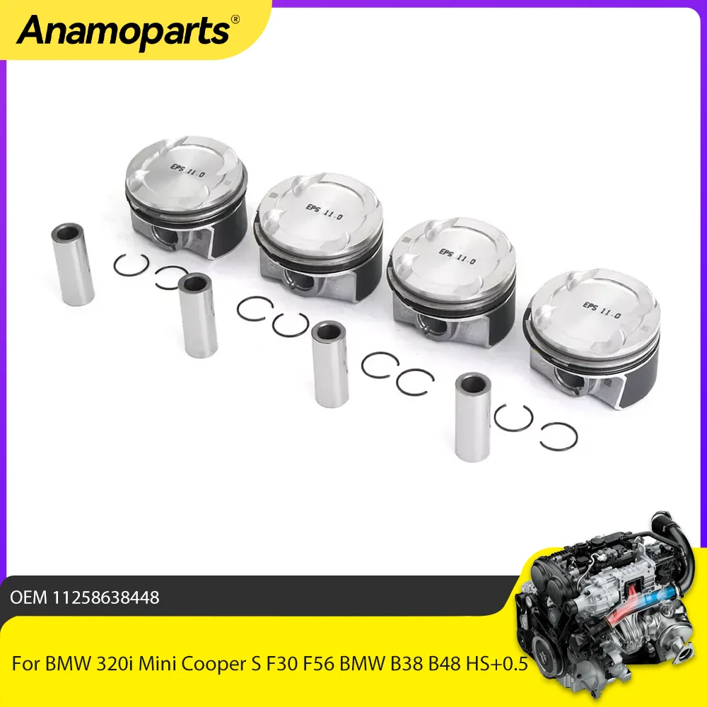 Engine Parts Pistons & Rings Set CR 11:1 For BMW 320i Mini Cooper S F30 F56 G20 G30 B48B20A BMW B38 B4 8 HS+0.5  11 25 8 638 448