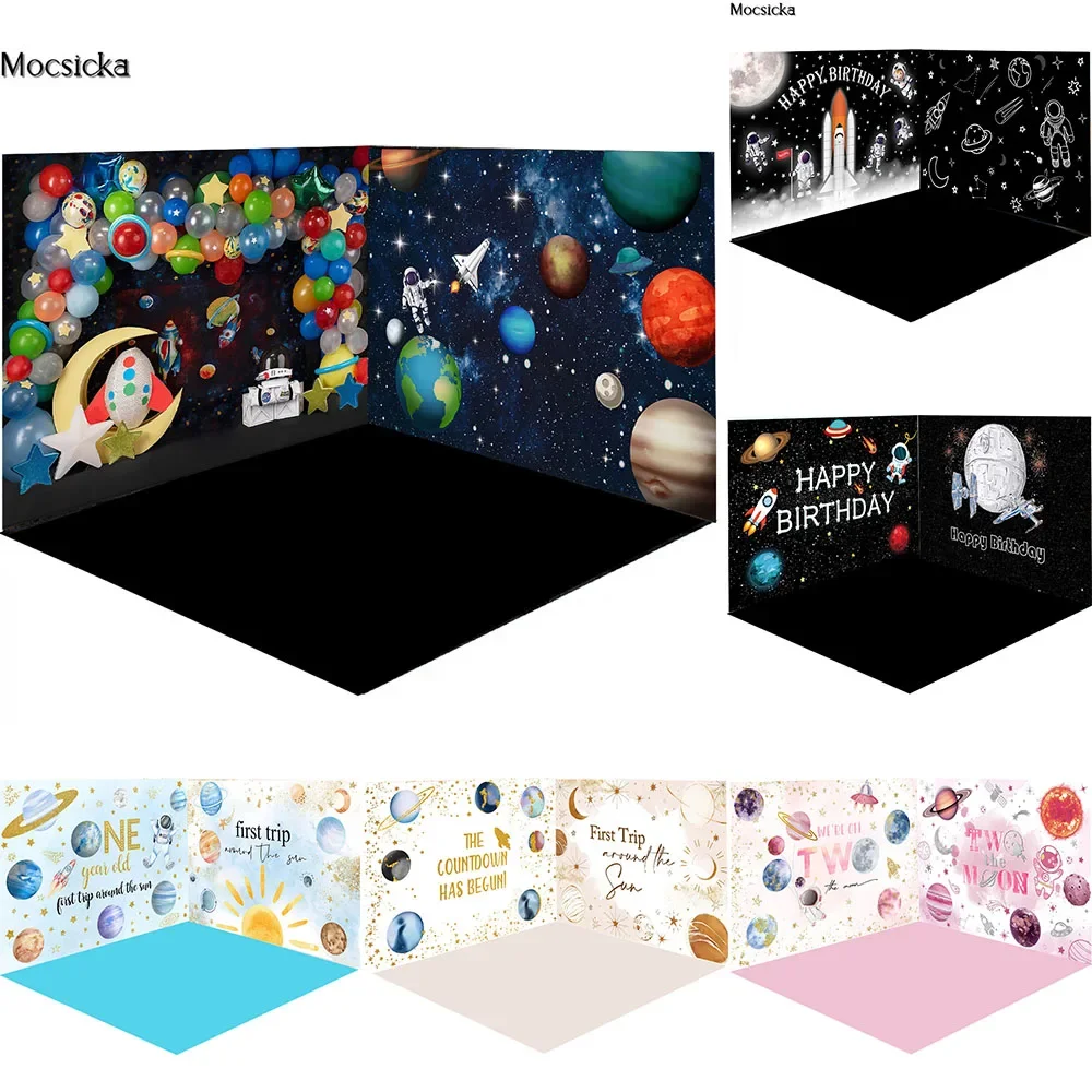 

Space Astronaut Cake Smash Room Set Photography Backdrop Boy Girl Moon Planet Decor Birthday Background Newborn Studio Photocall