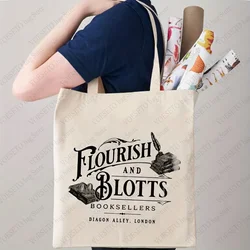 Flourish and Blotts Pattern Tote Bag Magic Inspired Shoulder Bags Trendy Large Capacity Shopping Bag for Daily Life