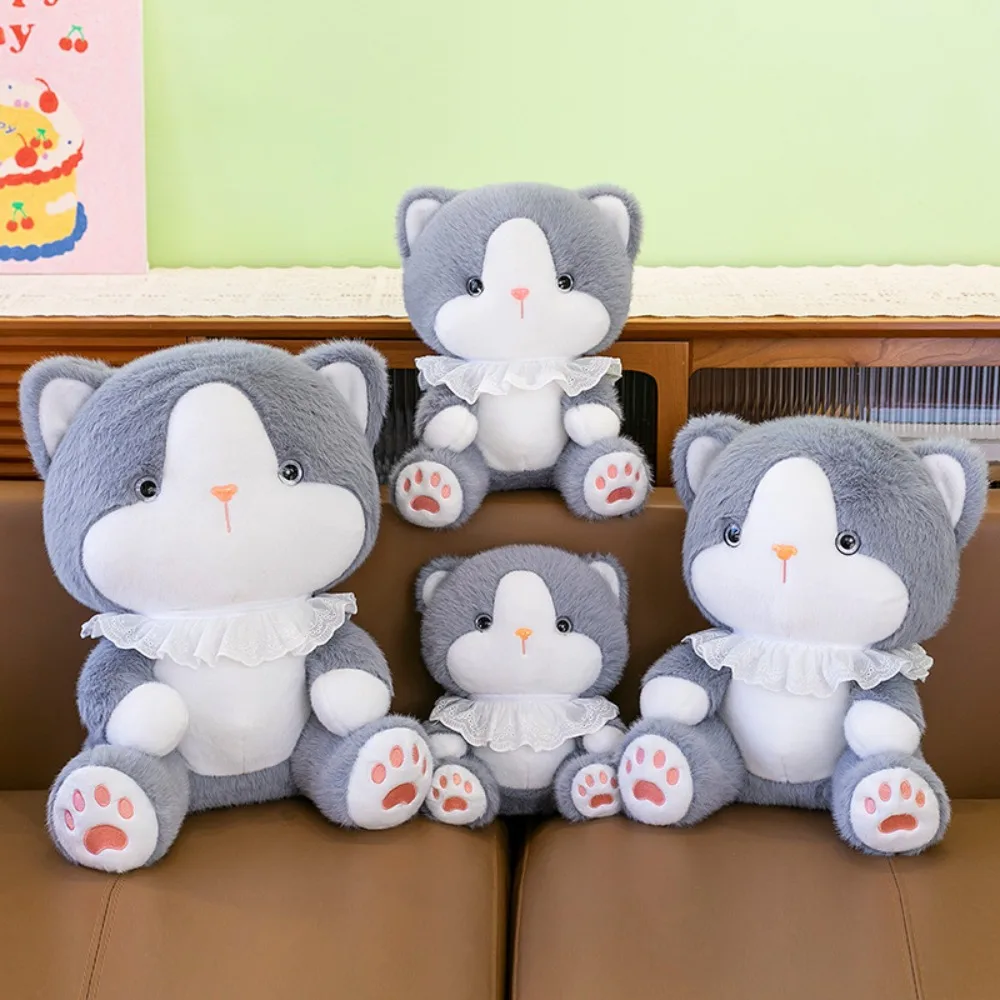 

Мягкие игрушки, кружевной шарф, плюшевая кукла с котом, мультяшная пушистая кукла с котом, милая мягкая игрушка с котом, Рождественский подарок