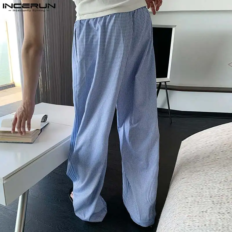 Men Striped Pants Drawstring Joggers Loose Casual Wide Leg Trousers Men Streetwear 2024 Fashion Male Long Pants S-5XL INCERUN