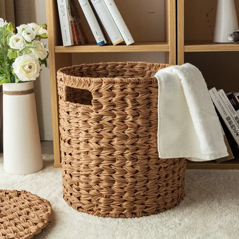 Large Rattan Woven Laundry Baskets European Dust Cover Clothing Storage MultiFunction Children\'s Toy Organizer