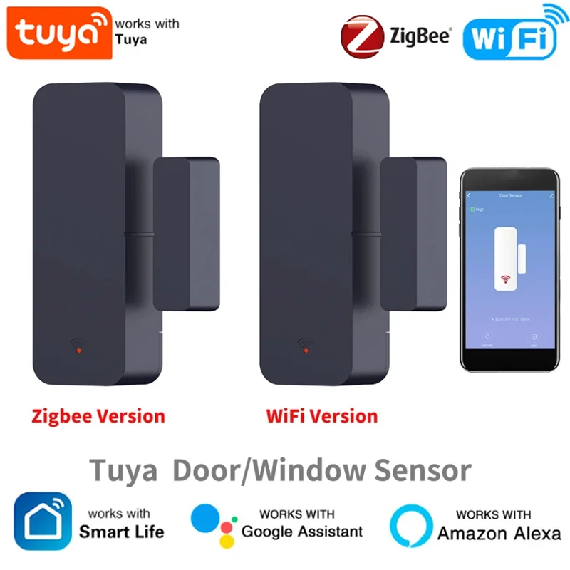 Tuya Zigbee Wifi Door Sensor Window Entry Sensor Security Burglar Magnetic Sensor Alarm Smart Life Work With Alexa Google Home