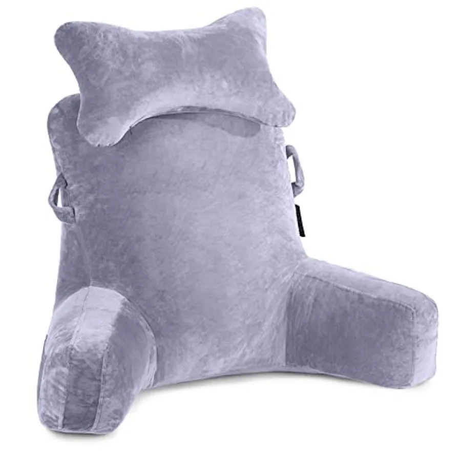 

Reading Pillow-Extra Large 31" Bed Rest Pillow with Detachable Neck Roll and Arms for Sitting in Bed or Couch-Backrest Reading