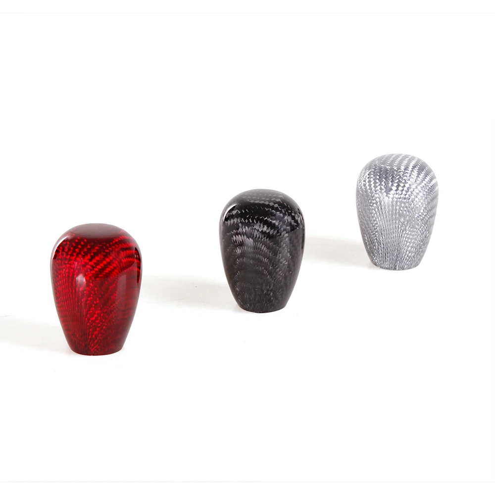 RASTP-Universal Carbon Fiber Oval Manual Gear Shift Knob With  Adapter for Most Car Decorations Classic JDM Style RS-SFN105