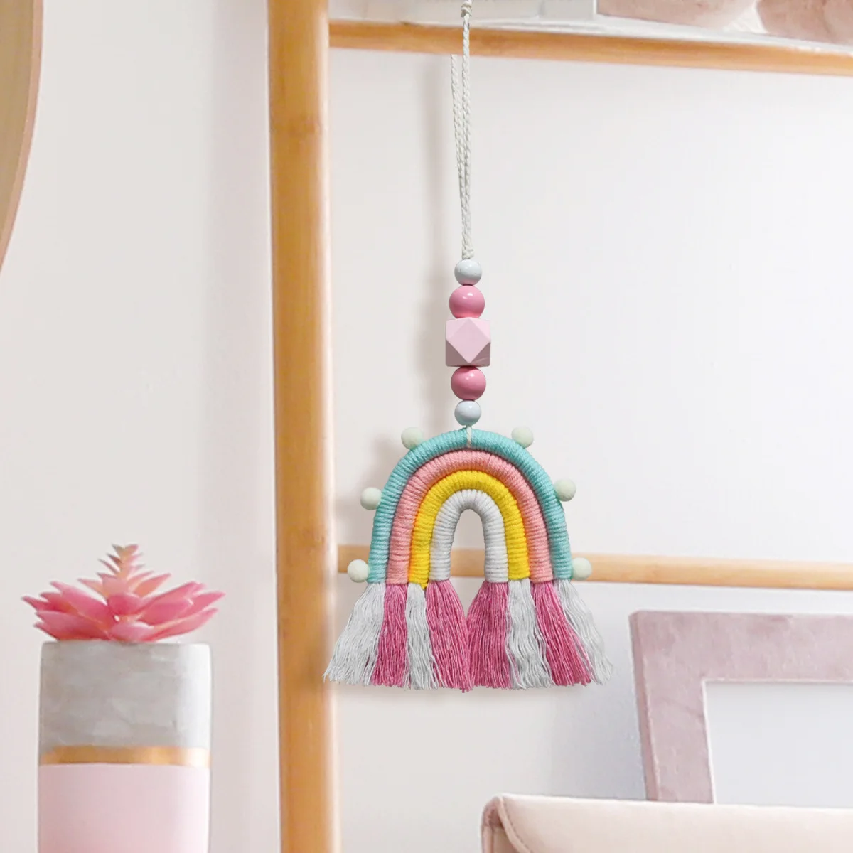 Creative weaving small rainbow hanging decorative home decoration wall hanging arrangement wall hanging simple home crafts