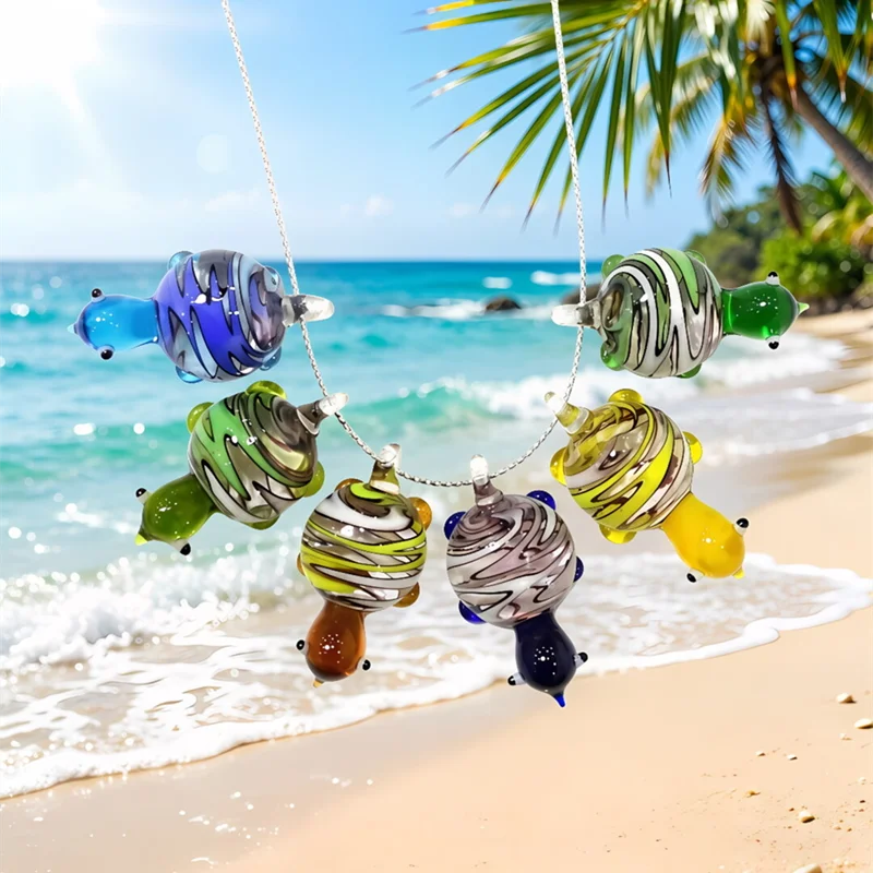 Colorful Mini Glass Turtle Pendant Cute Tiny Marine Animal Charm DIY Craft Supplies Perfect Holiday Gift for Handmade Lovers
