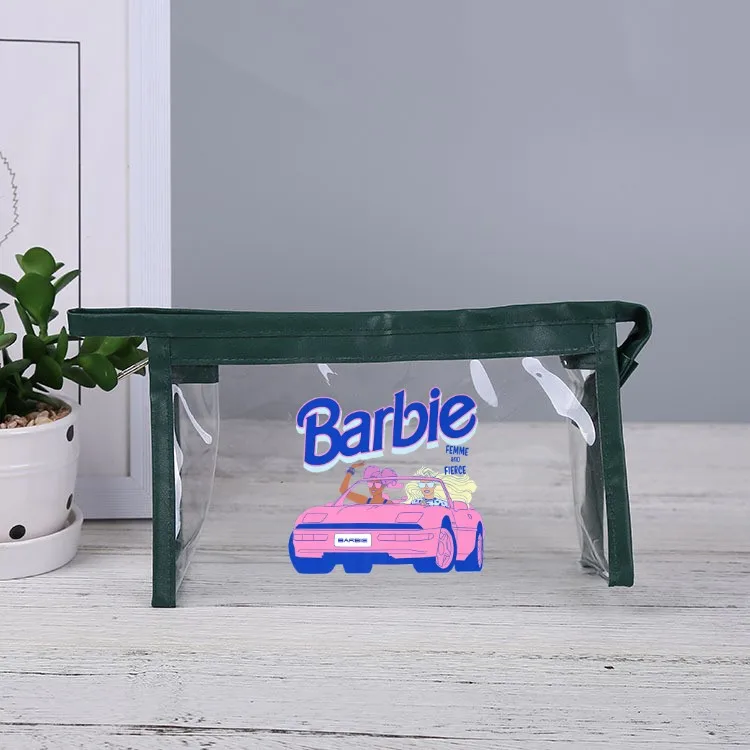 Barbie Pvc trasparente borsa cosmetica con cerniera Ins viaggio portatile lavaggio astuccio carino principessa portamonete portafoglio ragazze regali