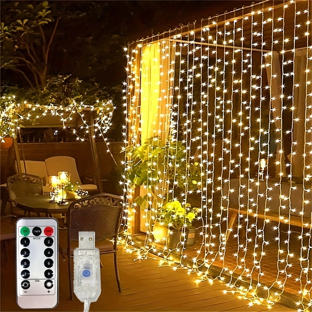 3/6 متر LED الستار سلسلة أضواء USB الطاقة الجنية ضوء عيد الميلاد جارلاند عطلة مصباح ليد حفل زفاف ديكور غرفة نوم المنزل