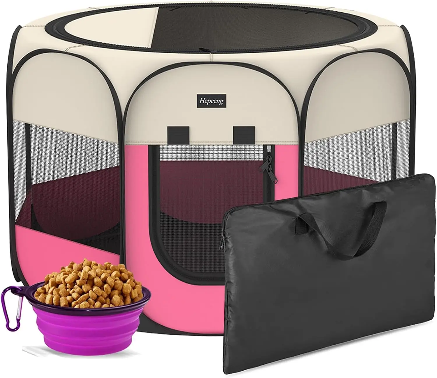 

8-Panel Portable Pet Playpen with Shade Cover, Travel Bag & Collapsible Bowl - Indoor/Outdoor Waterproof Dog Cat Tent