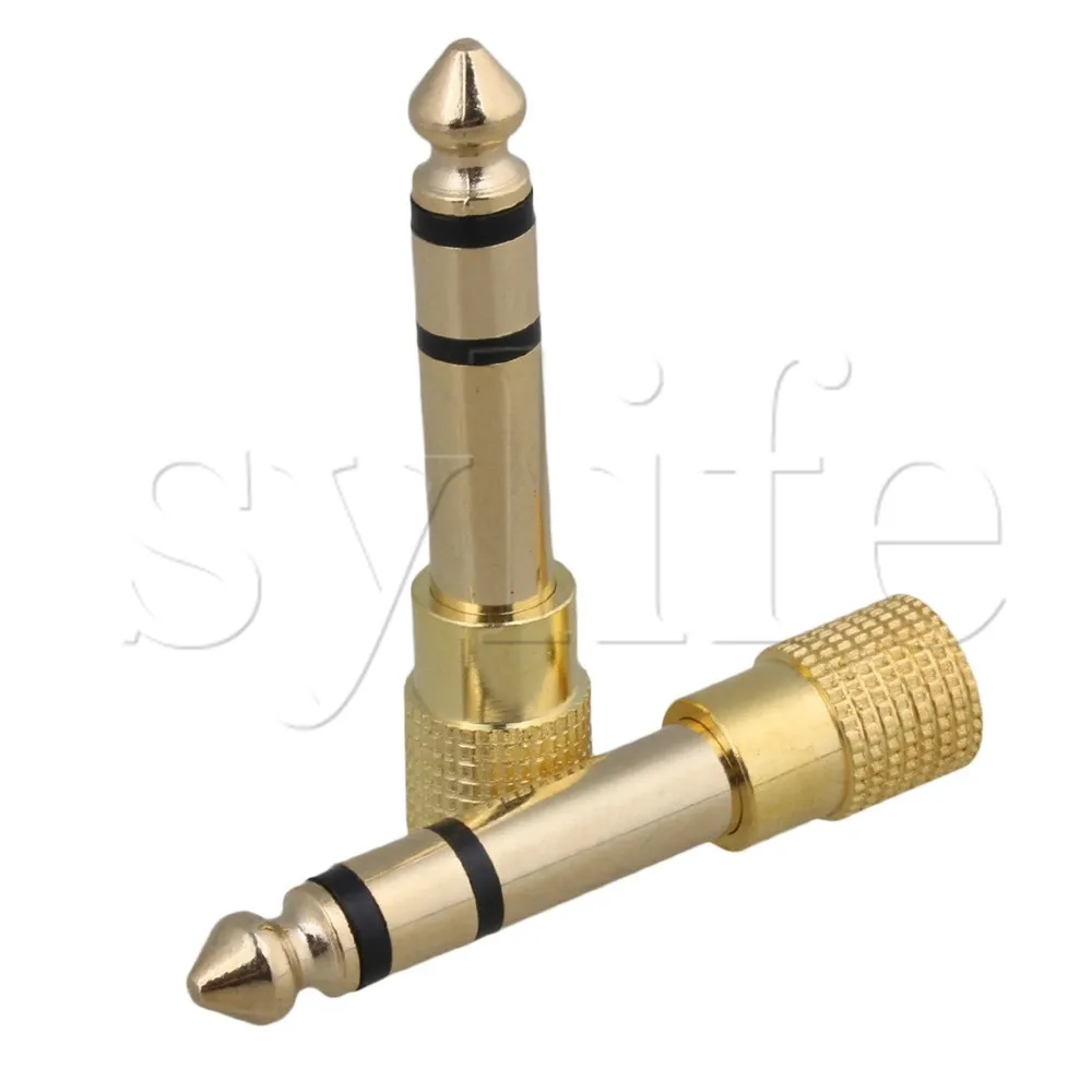 10pcs Stereo Headphone Audio Adapter Plug 3.5mm Jack to 6.5mm Gold Plated