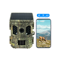 Wildlife Camera Solar Energy Trail Cam 4K 1080P Night Vision 16MP Camouflage IP66 Waterproof BT WiFi APP Enabled Hunting Game