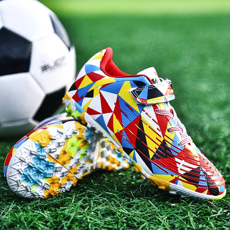 Zapatos de entrenamiento para niños, calzado deportivo antideslizante, cómodo, de corte bajo, resistente al desgaste, botas de fútbol de rebote profesionales para niños