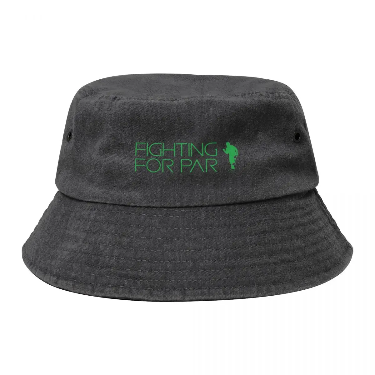 

Fighting For Par Bold Beside Putter Silhouette Green Design Bucket Hat Hip Hop Hat men Man Women's