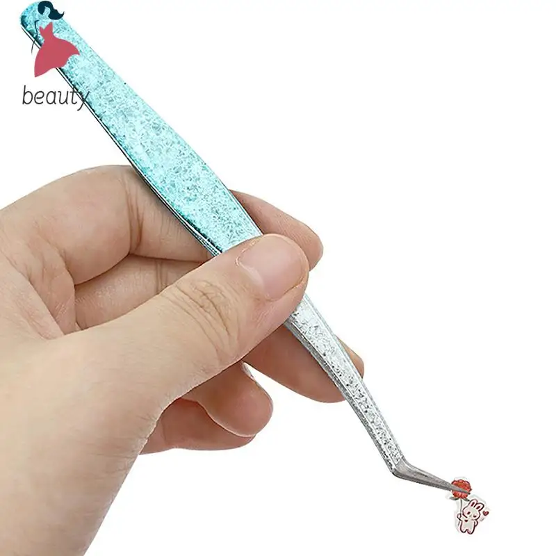 2Pcs Eyelash Tweezers Ice Flower Anti-static 3D Accurate Eyebrow Grafting False Lashes Extension Supplies Makeup Tweezer Tools